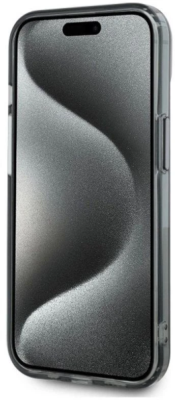 Karl Lagerfeld KLHMP15SHLSCHK Apple iPhone 15 6.1″ juodos spalvos kietas dėklas IML Metal Choupette Head MagSafe