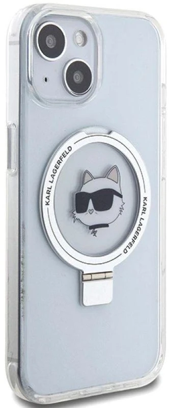 Karl Lagerfeld dėklas, skirtas iPhone 15 6,1 KLHMP15SHMRSCHH baltos spalvos HC Magsafe Ringstand CH