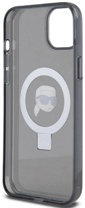 Karl Lagerfeld KLHMP15SHMRSKHK Apple iPhone 15/ 14 / 13 6.1″ juodos spalvos kietas dėklas Ring Stand Karl Head Ma