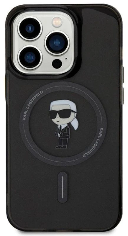 Apple iPhone 15 Pro Max Karl Lagerfeld dėklas IML Ikonik MagSafe (KLHMP15XHFCKNOK) juodos spalvos