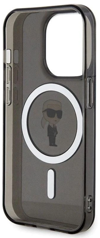 Apple iPhone 15 Pro Max Karl Lagerfeld dėklas IML Ikonik MagSafe (KLHMP15XHFCKNOK) juodos spalvos