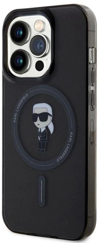 Apple iPhone 15 Pro Max Karl Lagerfeld dėklas IML Ikonik MagSafe (KLHMP15XHFCKNOK) juodos spalvos