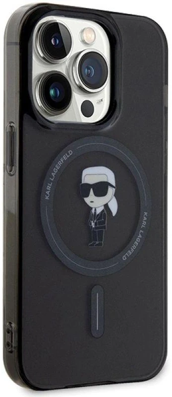 Apple iPhone 15 Pro Max Karl Lagerfeld dėklas IML Ikonik MagSafe (KLHMP15XHFCKNOK) juodos spalvos