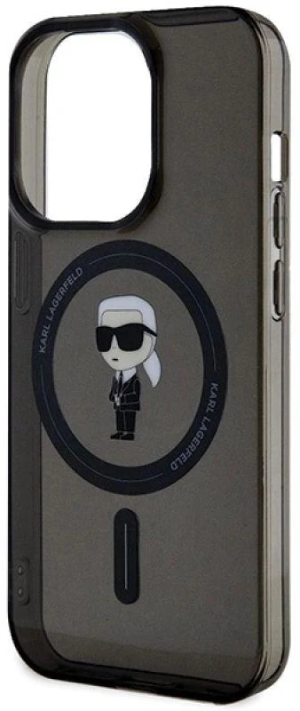Apple iPhone 15 Pro Max Karl Lagerfeld dėklas IML Ikonik MagSafe (KLHMP15XHFCKNOK) juodos spalvos