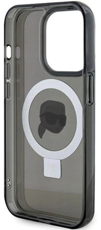 Karl Lagerfeld KLHMP15XHMRSKHK Apple iPhone 15Pro Max 6.7″ juodos spalvos kietas dėklas Ring Stand Karl Head MagS