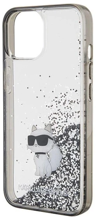 Apple iPhone 15 Karl Lagerfeld Hardcase Liquid Glitter Choupette (KLHCP15SLKCNSK) dėklas telefonui skaidrus
