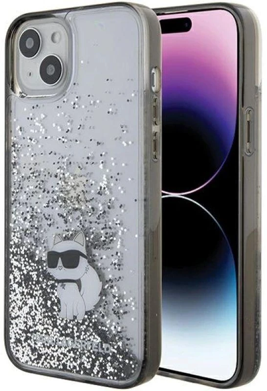Karl Lagerfeld KLHCP15MLKCNSK Apple iPhone 15 Plus/ 14 Plus 6.7″ skaidrus kietas dėklas Liquid Glitter Choup
