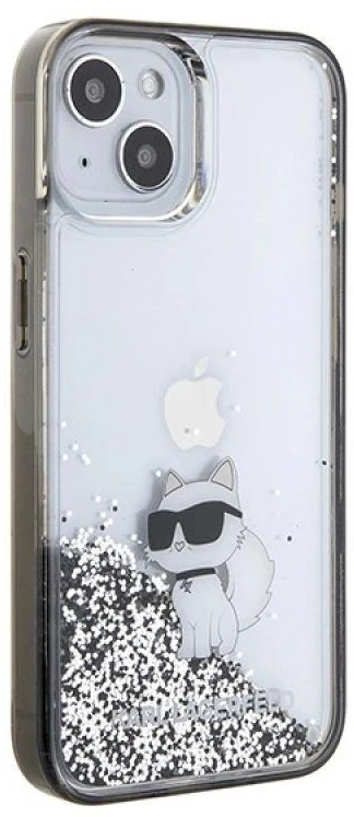 Apple iPhone 15 Karl Lagerfeld Hardcase Liquid Glitter Choupette (KLHCP15SLKCNSK) dėklas telefonui skaidrus