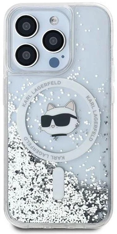 Karl Lagerfeld KLHMP13XLGCHSGH Apple iPhone13 Pro Max 6.7″ kietas dėklas skaidrus Liquid Glitter Choupette H