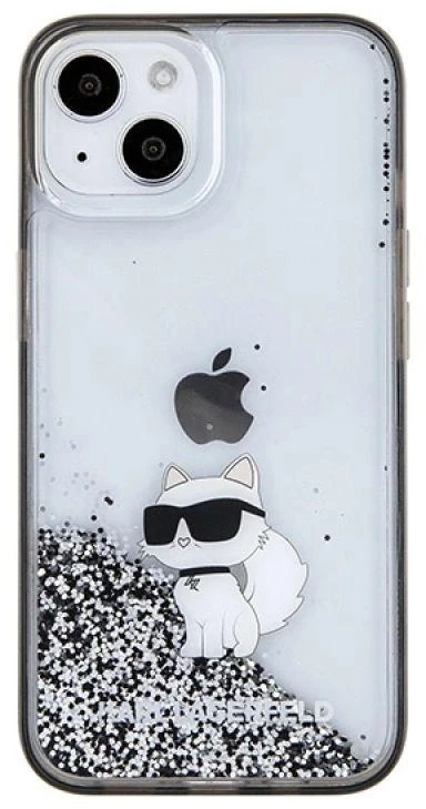 Apple iPhone 15 Karl Lagerfeld Hardcase Liquid Glitter Choupette (KLHCP15SLKCNSK) dėklas telefonui skaidrus