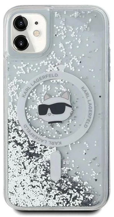 Karl Lagerfeld KLHMN61LGCHSGH Apple iPhone 11/ Xr 6.1″ kietas dėklas skaidrus Liquid Glitter Choupette Head