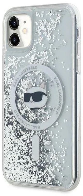Karl Lagerfeld KLHMN61LGCHSGH Apple iPhone 11/ Xr 6.1″ kietas dėklas skaidrus Liquid Glitter Choupette Head