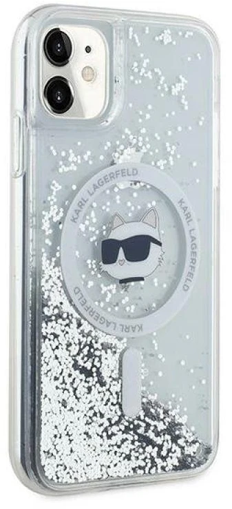Karl Lagerfeld KLHMN61LGCHSGH Apple iPhone 11/ Xr 6.1″ kietas dėklas skaidrus Liquid Glitter Choupette Head