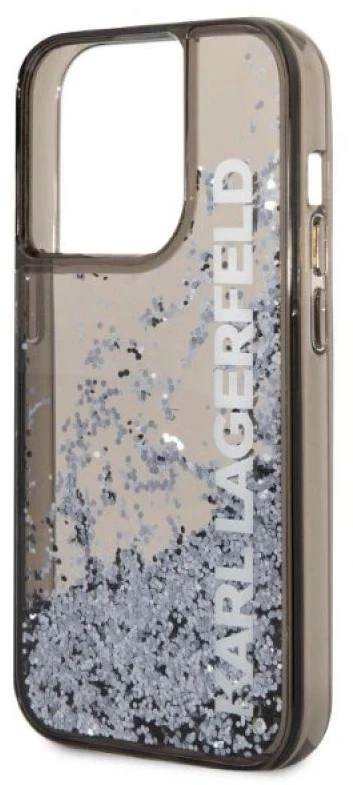 Karl Lagerfeld Liquid Glitter Elong dėklas iPhone 14 Pro Max - juodas