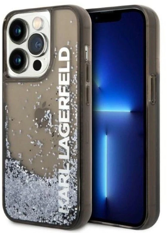 Karl Lagerfeld KLHCP14LLCKVK Apple iPhone 14 Pro 6,1″ juodos spalvos kietas dėklas Liquid Glitter Elong