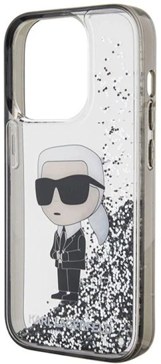 Karl Lagerfeld KLHCP15LLKKNSK Apple iPhone 15 Pro 6.1″ skaidrus kietas dėklas Liquid Glitter Ikonik