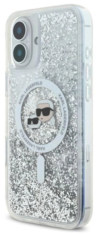 Karl Lagerfeld KLHMP16MLGKCSGH Apple iPhone16 Plus 6.7″ kietas dėklas skaidrus Liquid Glitter Karl&Choupette