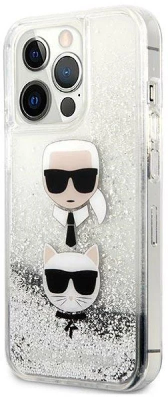Karl Lagerfeld KLHCP13LKICGLS Apple iPhone 13 Pro / 13 6,1″ sidabrinis kietas dėklas Liquid Glitter Karl&Cho