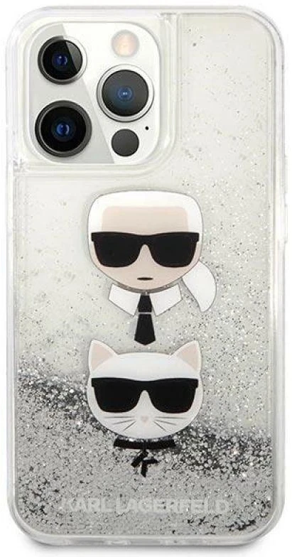 Karl Lagerfeld KLHCP13LKICGLS Apple iPhone 13 Pro / 13 6,1″ sidabrinis kietas dėklas Liquid Glitter Karl&Cho