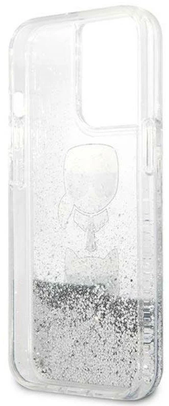 Karl Lagerfeld KLHCP13LKICGLS Apple iPhone 13 Pro / 13 6,1″ sidabrinis kietas dėklas Liquid Glitter Karl&Cho