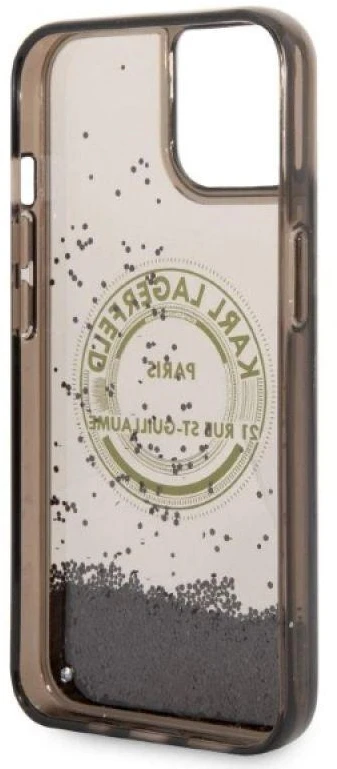 Karl Lagerfeld KLHCP14MLCRSGRK iPhone 14Plus / 15 Plus 6,7″ juodos spalvos kietas dėklas Liquid Glitter RSG