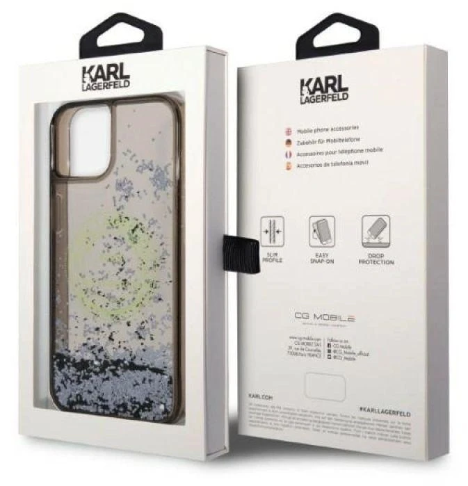 Karl Lagerfeld KLHCP14MLCRSGRK iPhone 14Plus / 15 Plus 6,7″ juodos spalvos kietas dėklas Liquid Glitter RSG