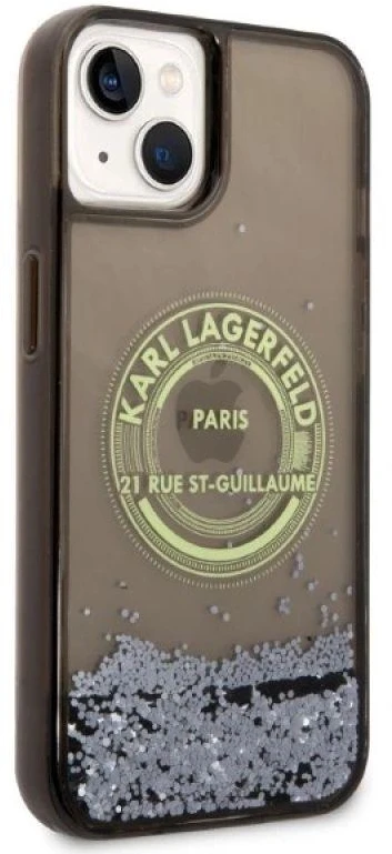 Karl Lagerfeld KLHCP14SLCRSGRK Apple iPhone 14/ 15 / 13 6,1″ juodos spalvos kietas dėklas Liquid Glitter RSG