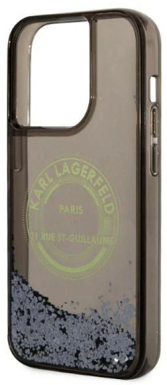 Karl Lagerfeld KLHCP14LLCRSGRK Apple iPhone 14 Pro 6,1″ juodos spalvos kietas dėklas Liquid Glitter RSG