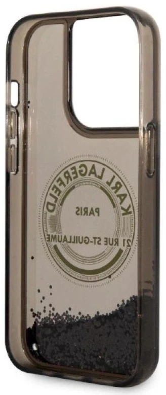 Karl Lagerfeld KLHCP14LLCRSGRK Apple iPhone 14 Pro 6,1″ juodos spalvos kietas dėklas Liquid Glitter RSG