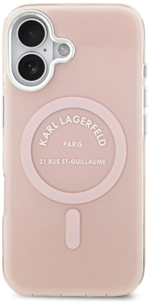 Karl Lagerfeld IML Karl RSG Logo MagSafe dėklas skirtas Apple iPhone 17 rožinės spalvos