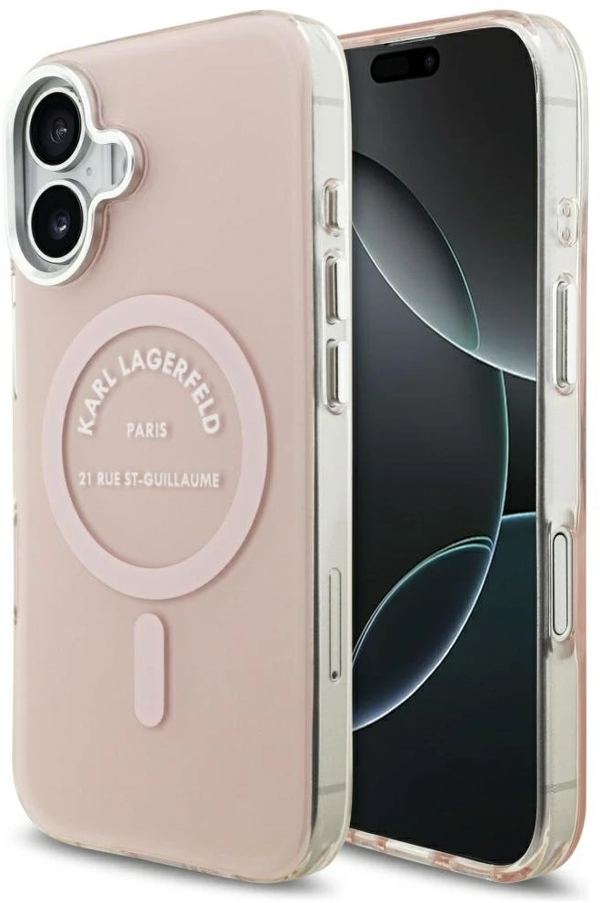 Karl Lagerfeld IML Karl RSG Logo MagSafe dėklas skirtas Apple iPhone 17 rožinės spalvos