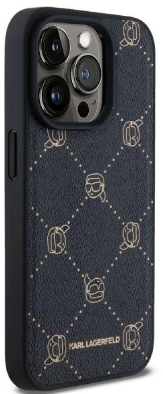 Karl Lagerfeld PU Karl Heads Pattern MagSafe dėklas telefonui Apple iPhone 15 Pro Max juodos spalvos