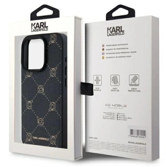 Dėklas Karl Lagerfeld KLHMP15LPGKHPHK Apple iPhone 15 Pro 6.1″ juodos spalvos Magsafe Karl Head