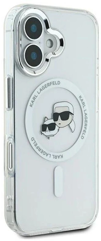 Karl Lagerfeld KLHMP16MHLSKCH Apple iPhone 16 Plus 6.7″ baltos spalvos kietas dėklas IML Metal Karl&Choupette Head