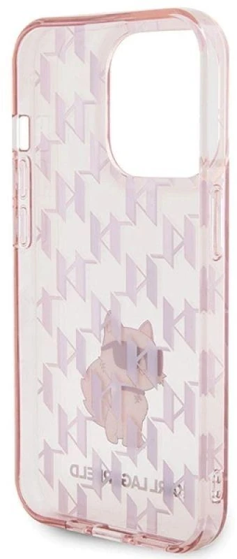 Karl Lagerfeld Monogram Choupette - dėklas skirtas Apple iPhone 15 Pro Max Rožinė