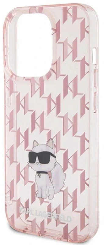 Karl Lagerfeld Monogram Choupette - dėklas skirtas Apple iPhone 15 Pro Max Rožinė