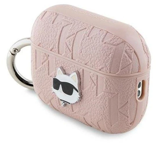Karl Lagerfeld Monogram Choupette galvos dėklas, skirtas AirPods Pro 2 - rožinis