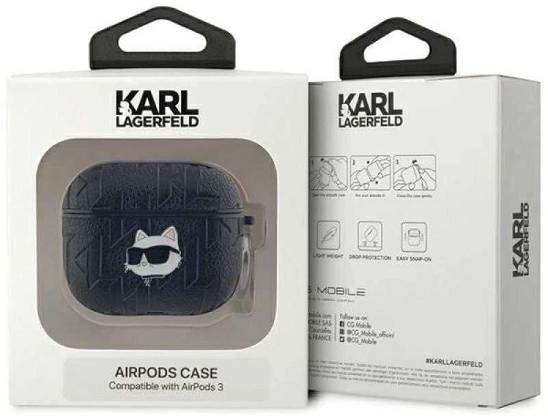 Karl Lagerfeld Monogram Choupette Galvos dėklas AirPods 3 - juodas