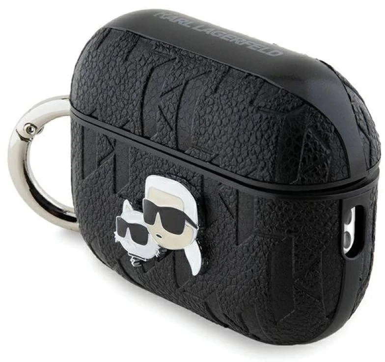 Apple AirPods Pro 2 Karl Lagerfeld Cover Monogram Karl & Choupette Head ausinių dėklas juodos spalvos