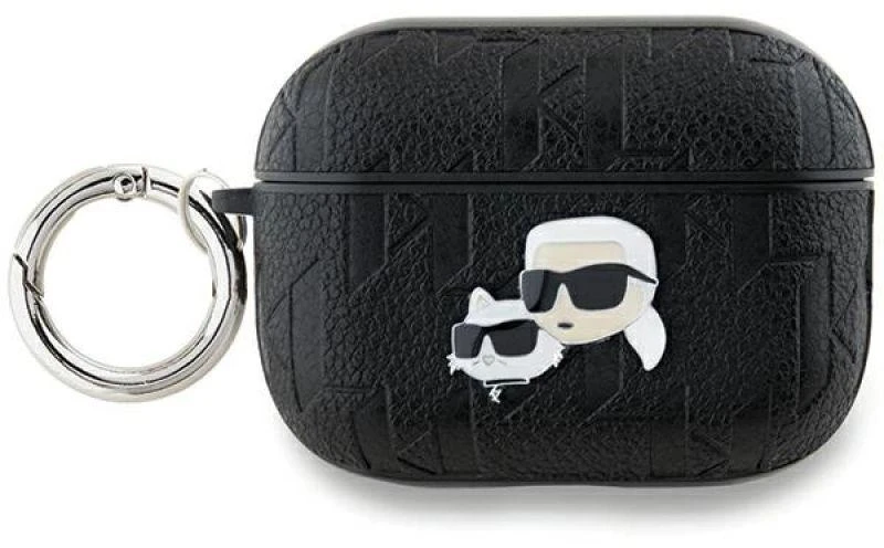 Apple AirPods Pro 2 Karl Lagerfeld Cover Monogram Karl & Choupette Head ausinių dėklas juodos spalvos