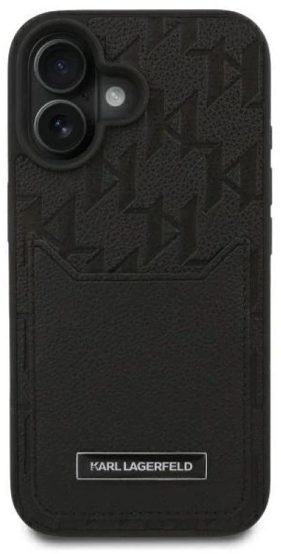 Karl Lagerfeld KLHCP16SPGKHPRPK iPhone 16 6.1″ juodos spalvos kietas dėklas Cardslots Monogram