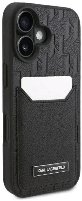 Karl Lagerfeld KLHCP16SPGKHPRPK iPhone 16 6.1″ juodos spalvos kietas dėklas Cardslots Monogram