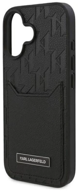 Karl Lagerfeld KLHCP16SPGKHPRPK iPhone 16 6.1″ juodos spalvos kietas dėklas Cardslots Monogram