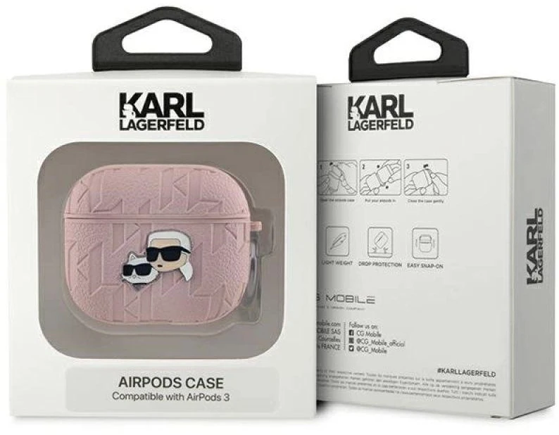 Karl Lagerfeld monograma „Karl & Choupette“ – „AirPods 3“ dėklas (rožinis)