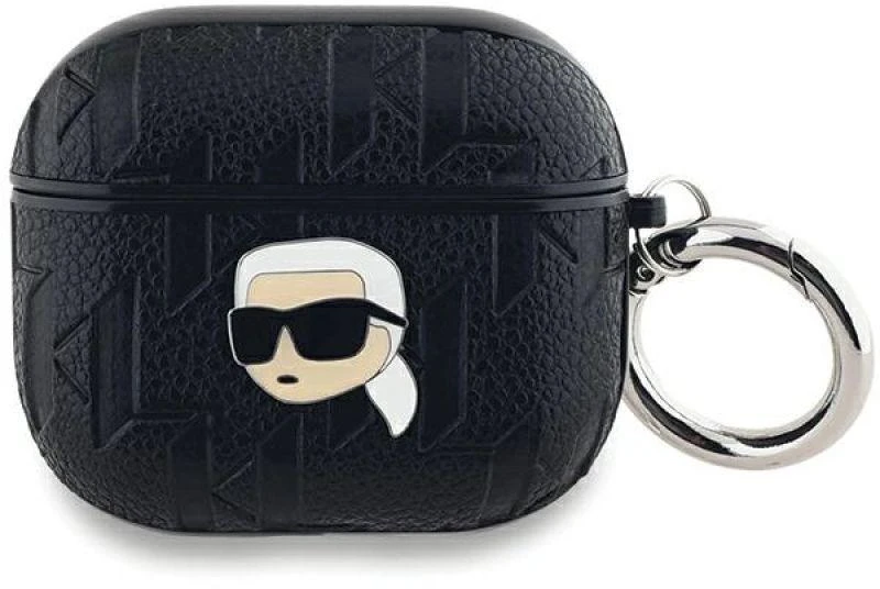 Apple AirPods 3 Karl Lagerfeld Cover Monogram Karl Head ausinių dėklas juodos spalvos