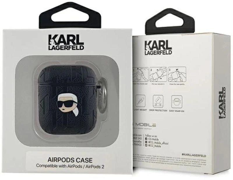 Karl Lagerfeld Monogram Karl Head dėklas skirtas AirPods 1 / 2 - juodas