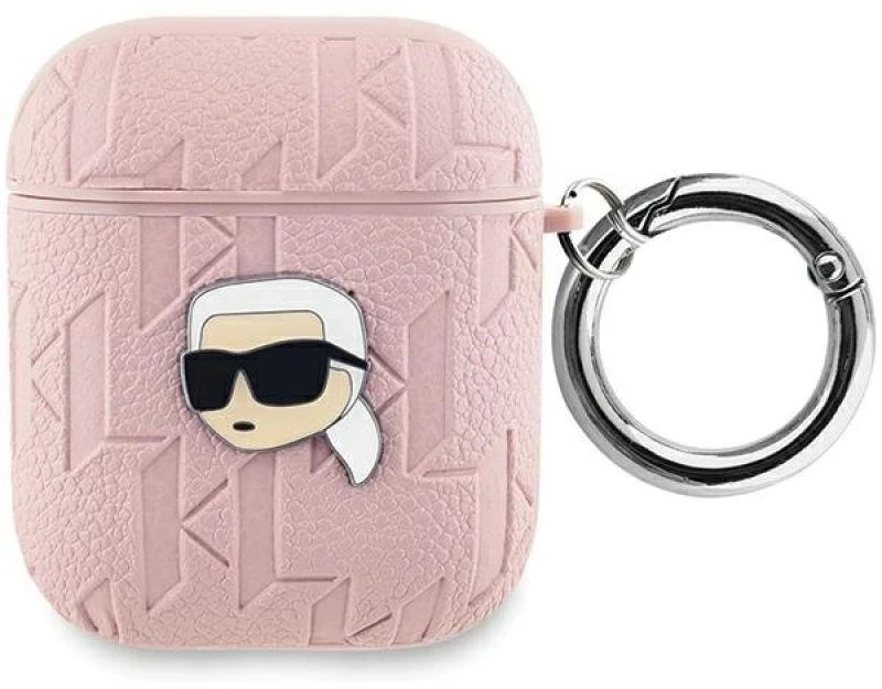 Apple AirPods Karl Lagerfeld Cover Monogram Karl Head ausinių dėklas rožinės spalvos