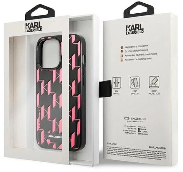 Karl Lagerfeld KLHCP13LMNMP1P Apple iPhone 13 Pro / 13 6,1″ kietas dėklas rožinės spalvos Monogram Plaque