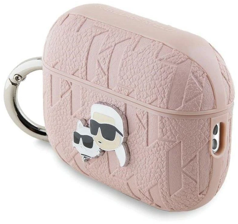 Apple AirPods Pro 2 Karl Lagerfeld Cover Monogram Karl & Choupette Head ausinių dėklas rožinės spalvos