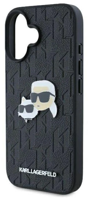Karl Lagerfeld KLHCP16SPGKLKCPK Apple iPhone 16 6.1″ juodos spalvos kietas dėklas Monogram Karl&Chaoupette Head Pi